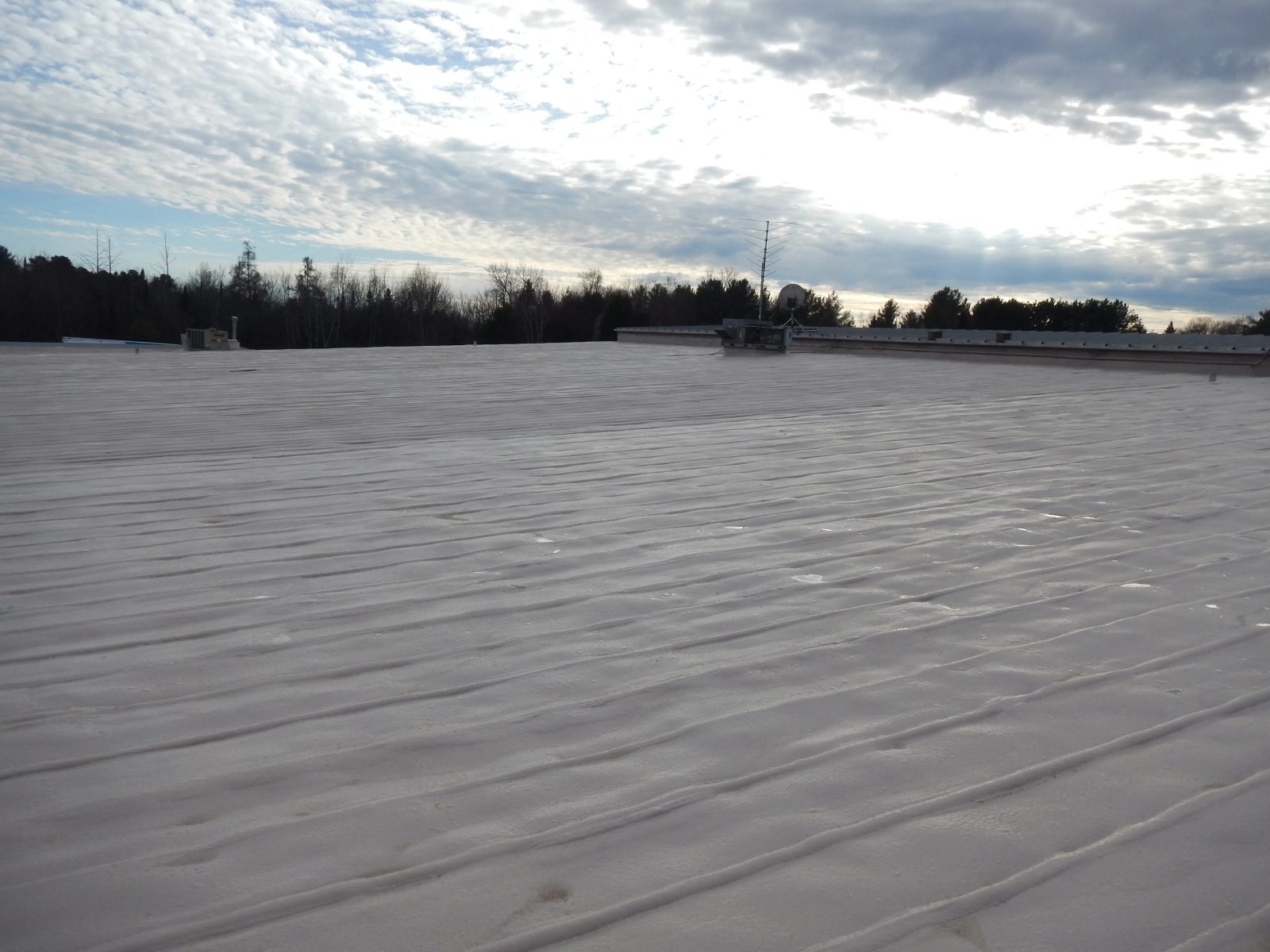 Seam and fastener lines detail-coated on a metal roof
